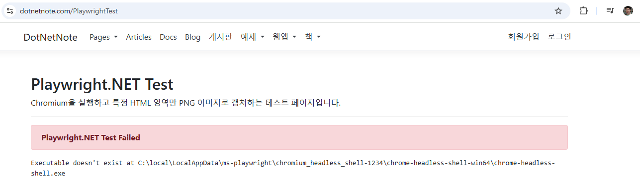 Azure Web App 테스트 실패